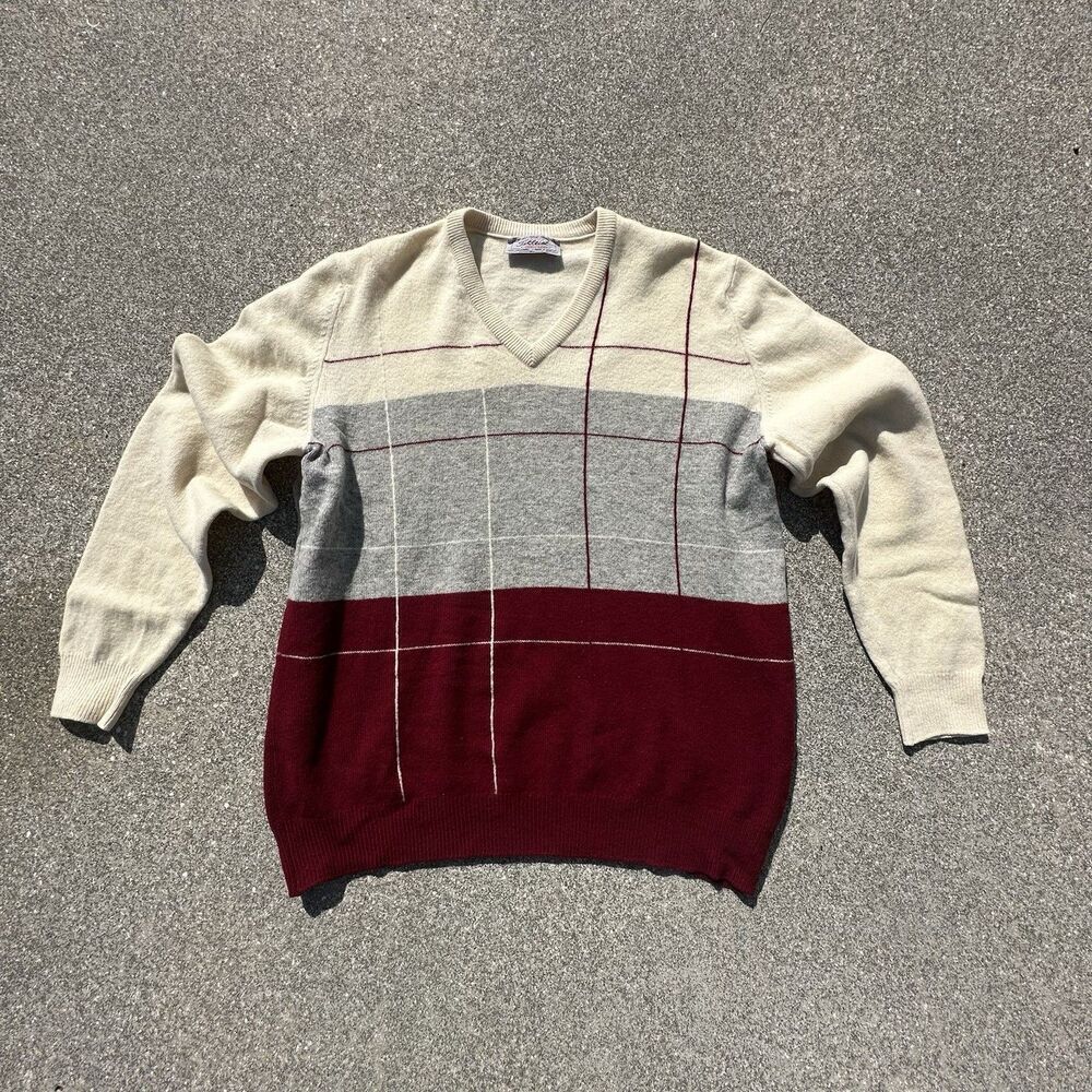 Vintage Titleist Collection V-Neck Sweater Mens Large Lambswool Made in Scotland